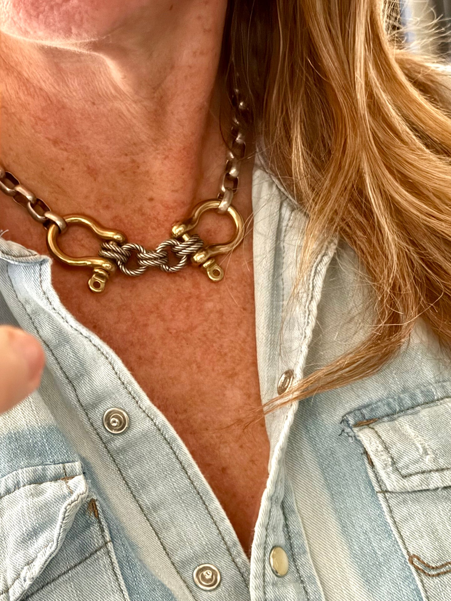 Double Shackle Necklace & Bracelet - Two-Tone
