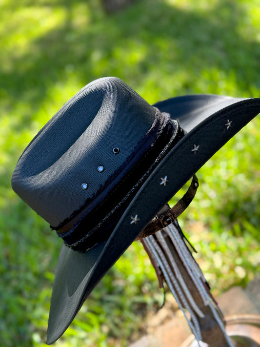 The Raven II - Customized Straw Cowboy Hat