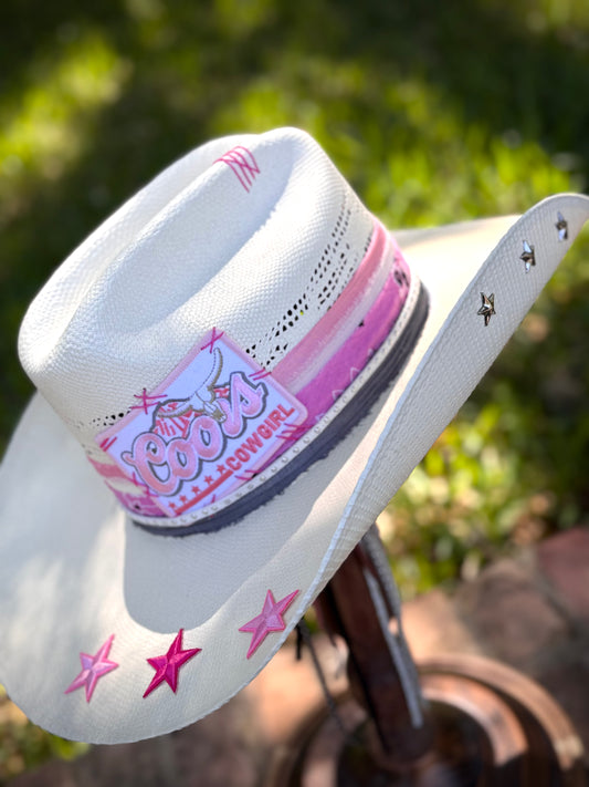 Pink Coors Cowgirl - Truck Stop Cowgirl Straw Hat