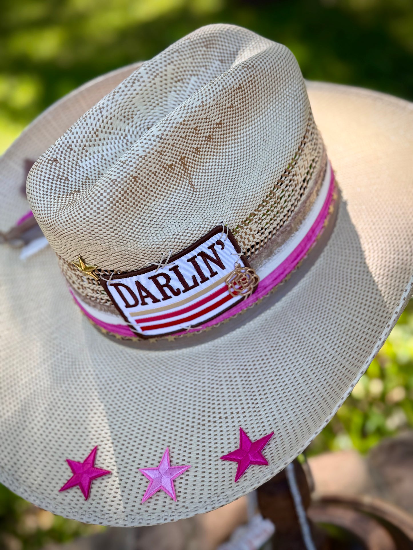 Antiqued Pink Darlin'- Truck Stop Cowgirl Straw Hat