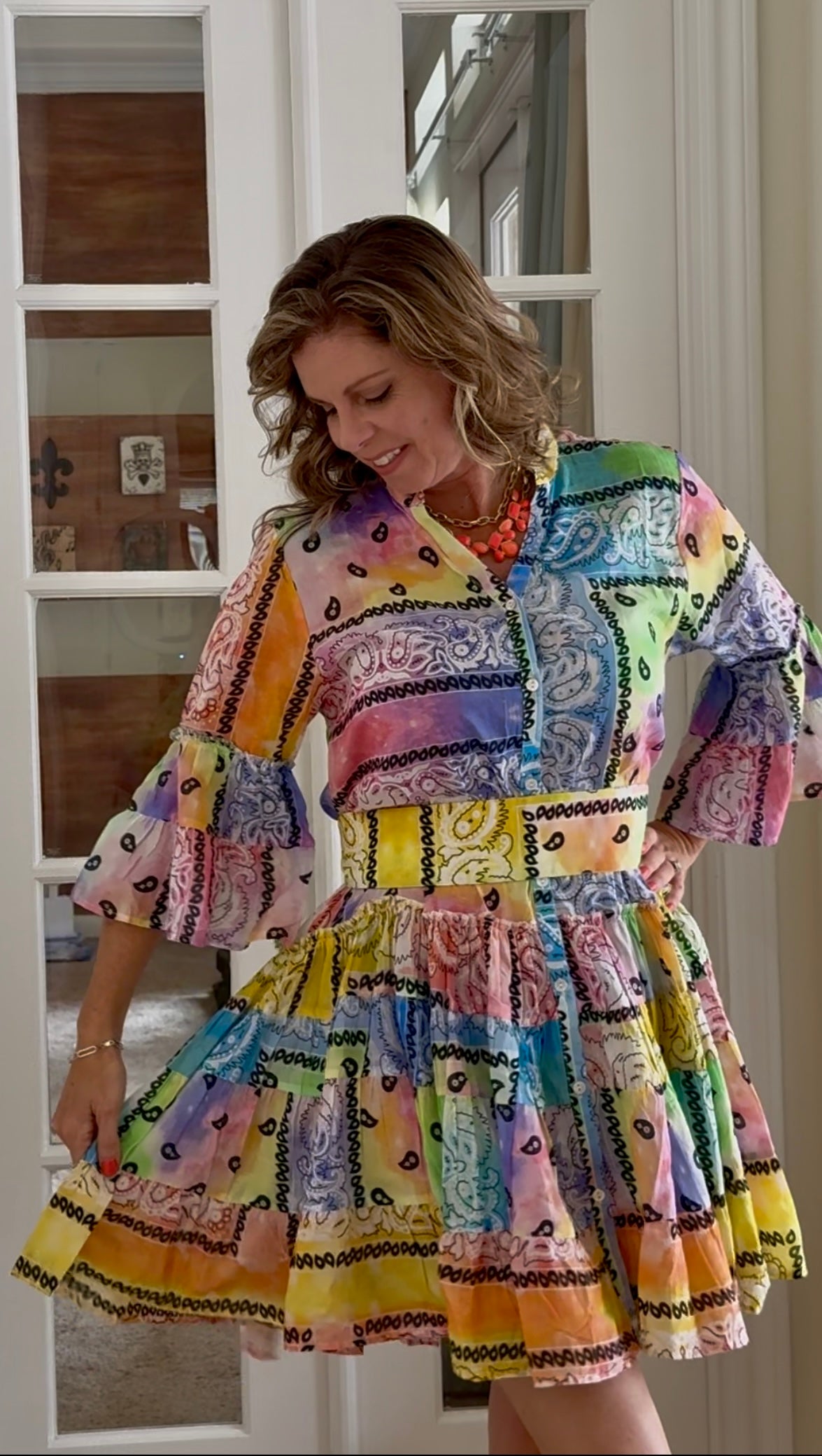 Ruffle Bandana Dress - Multi-Color Pastel