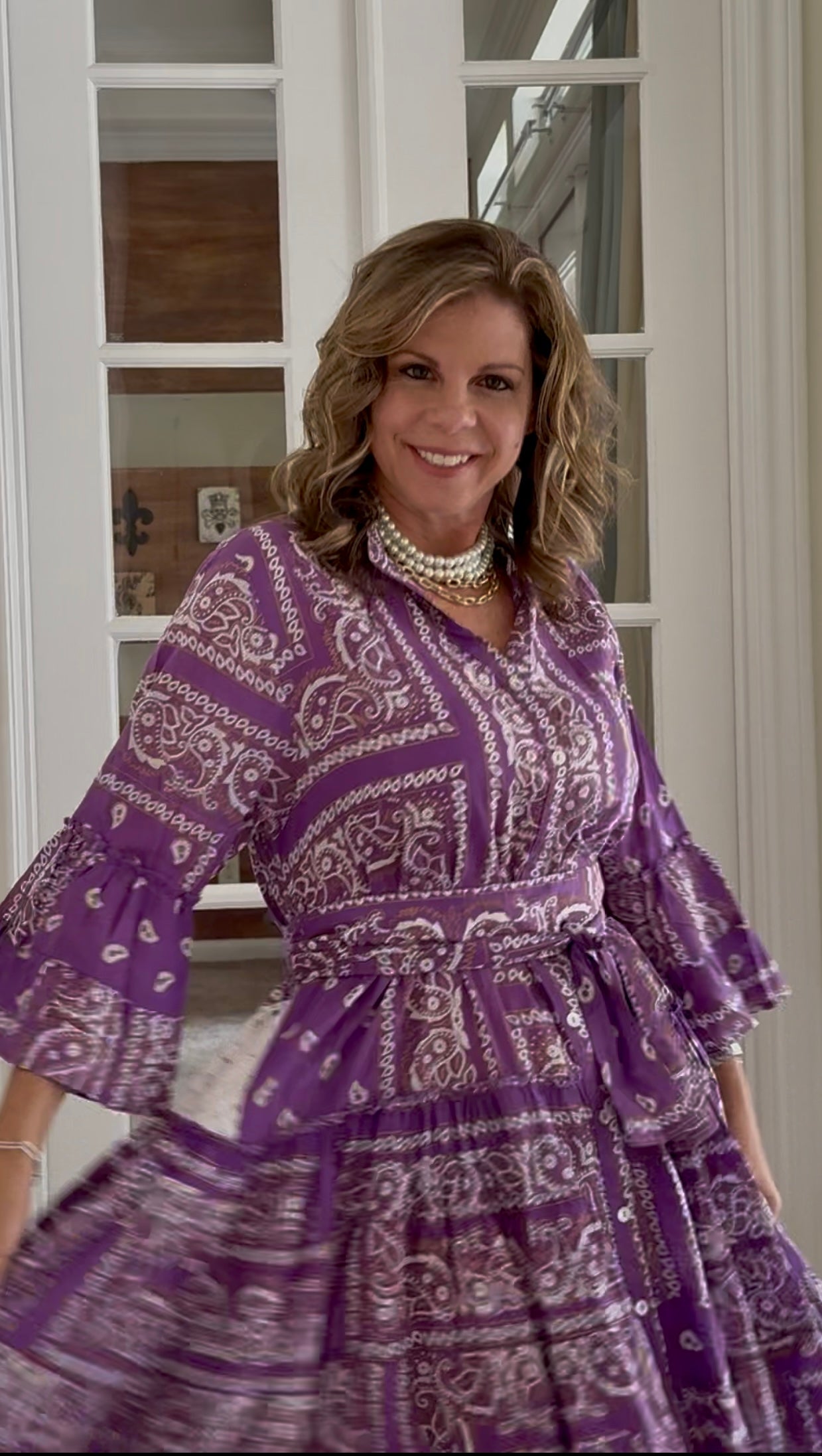 Ruffle Bandana Dress - Purple