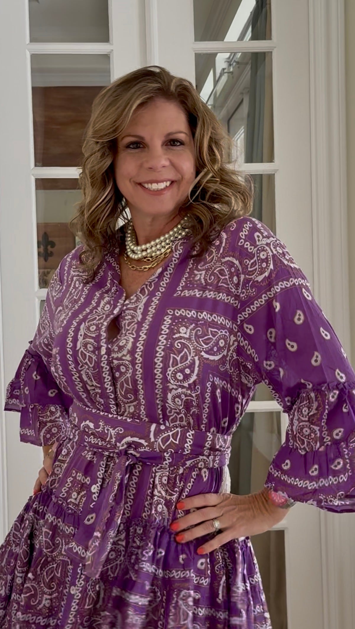 Ruffle Bandana Dress - Purple
