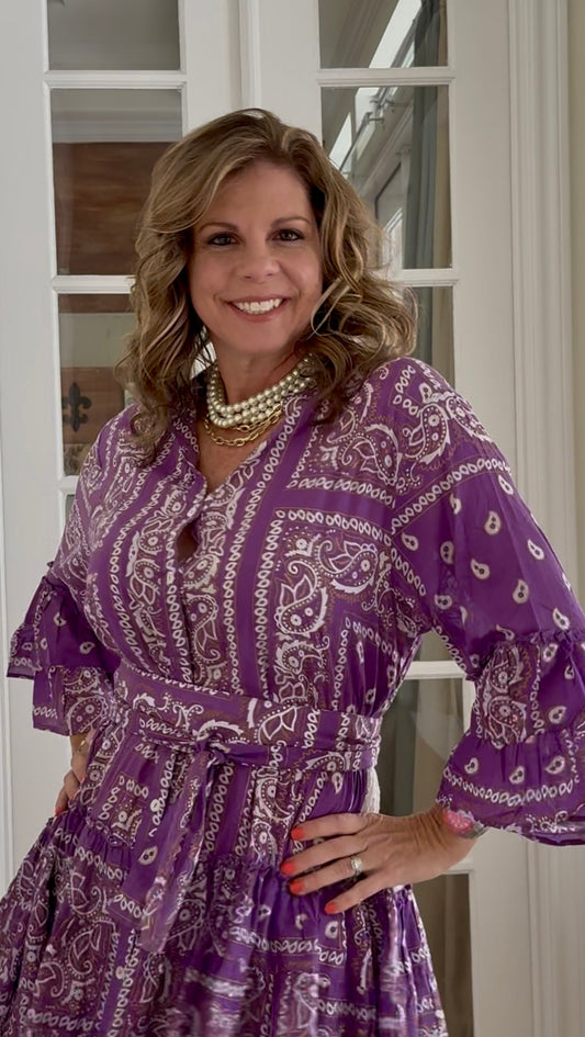 Ruffle Bandana Dress - Purple