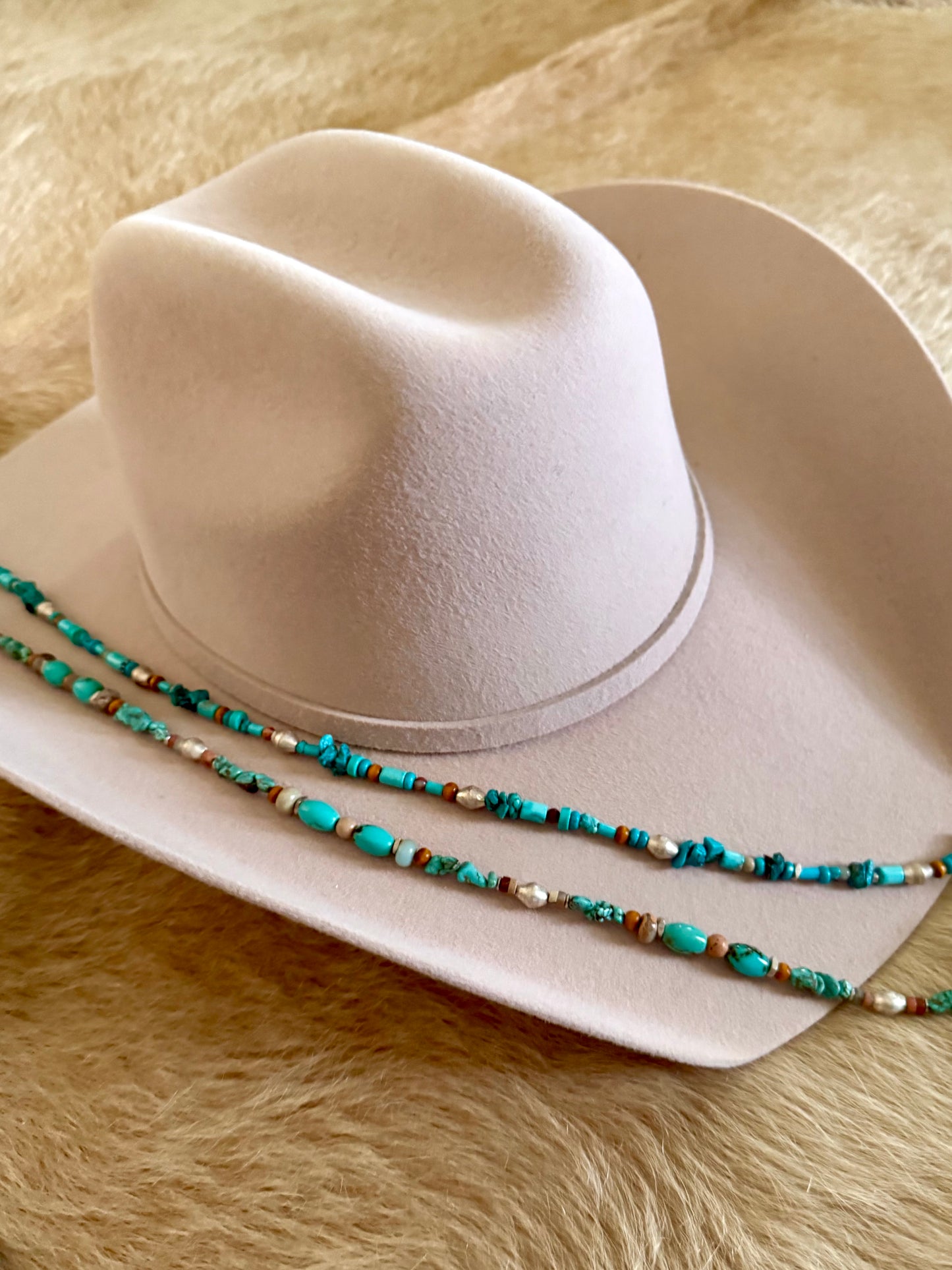 Turquoise/Blue Beaded Hatband