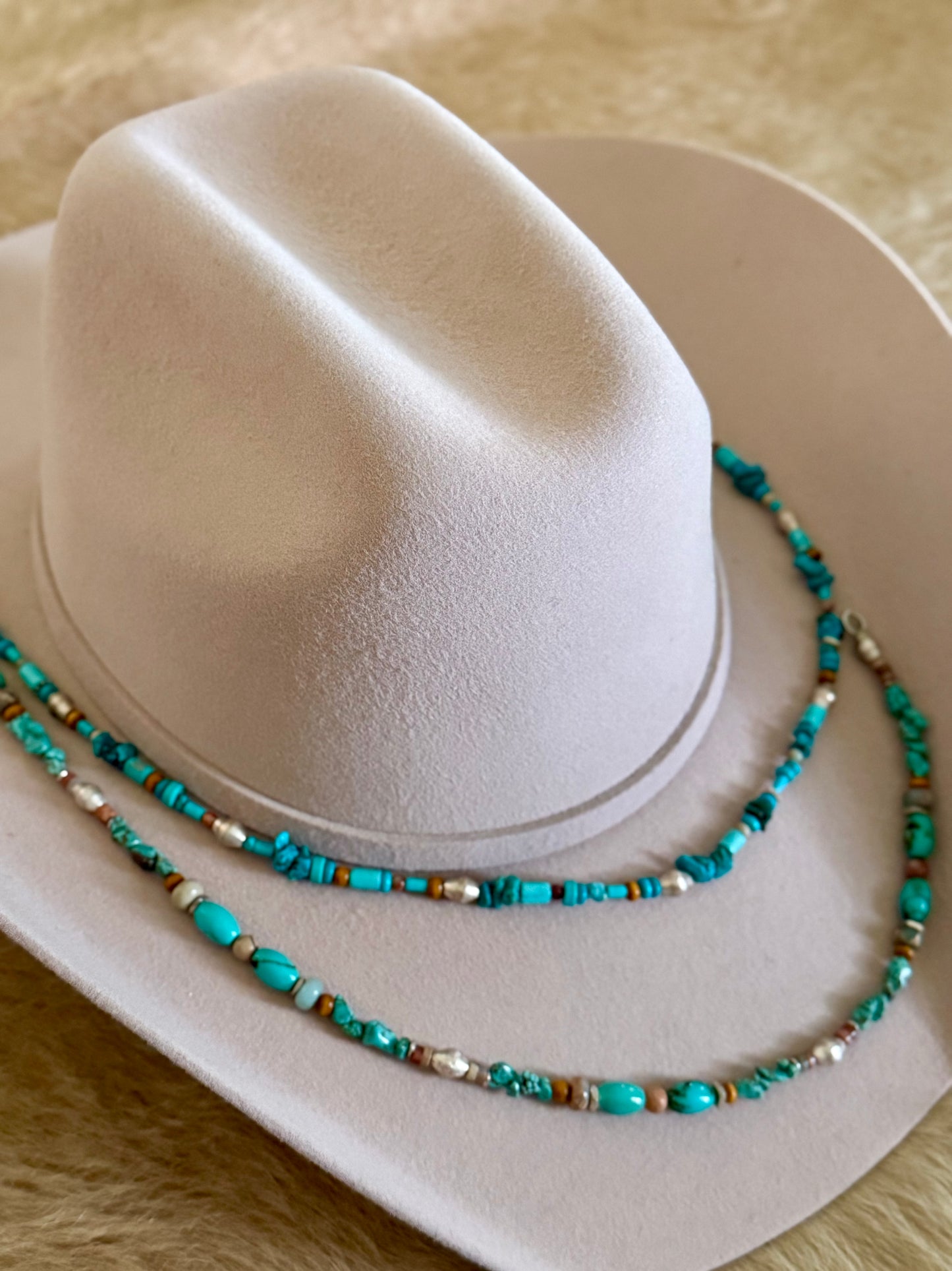 Turquoise/Blue Beaded Hatband