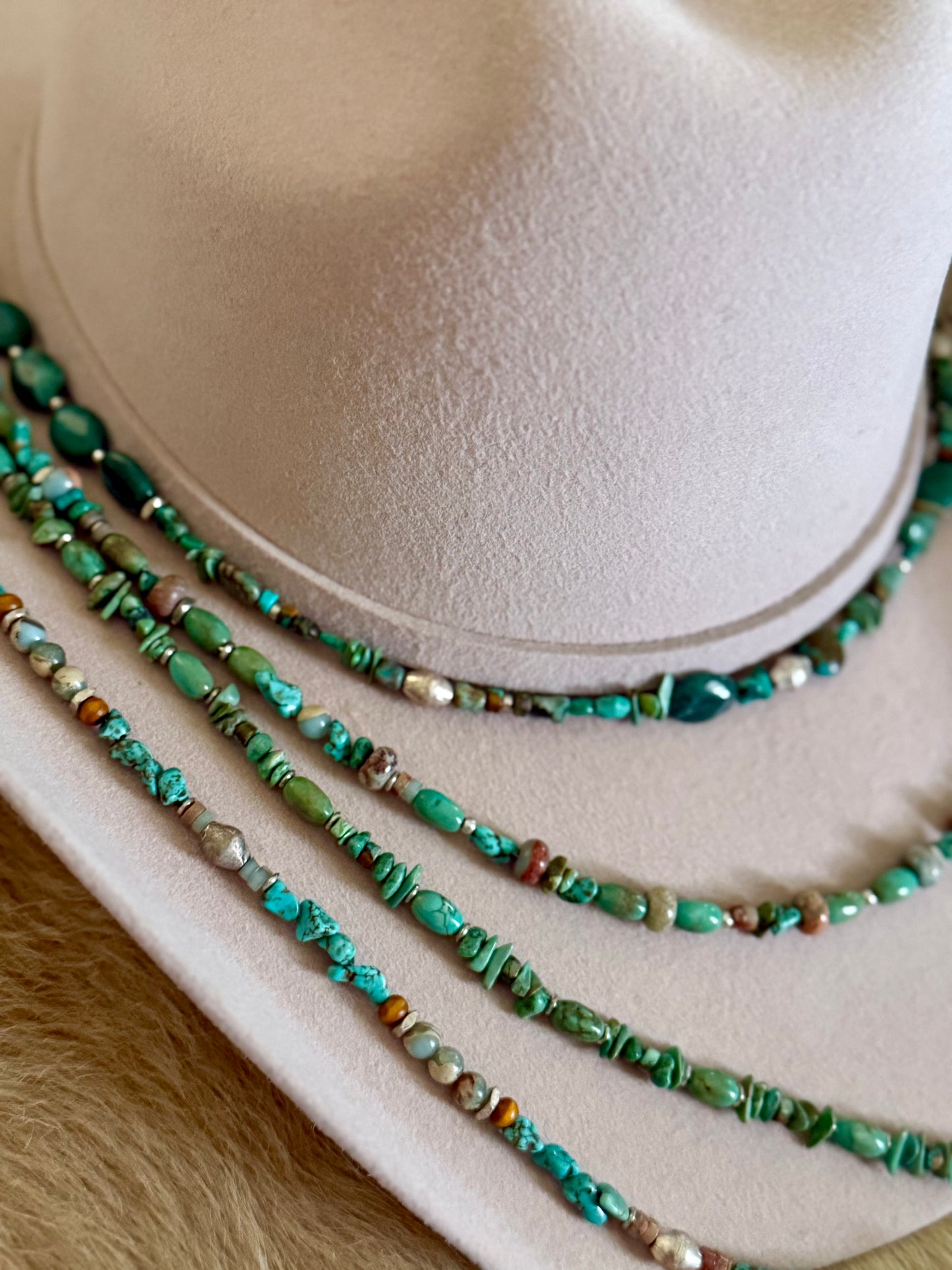 Turquoise/Green Beaded Hatband