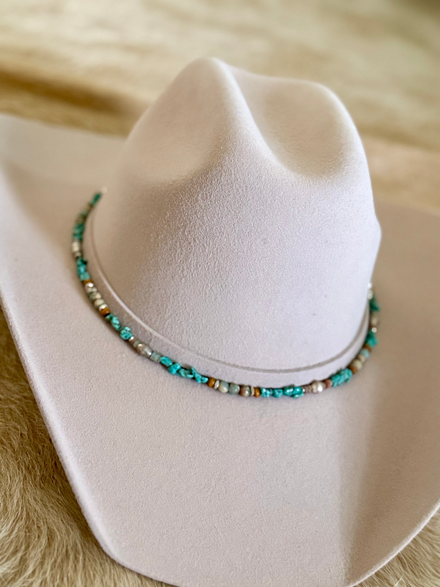 Turquoise/Blue Beaded Hatband