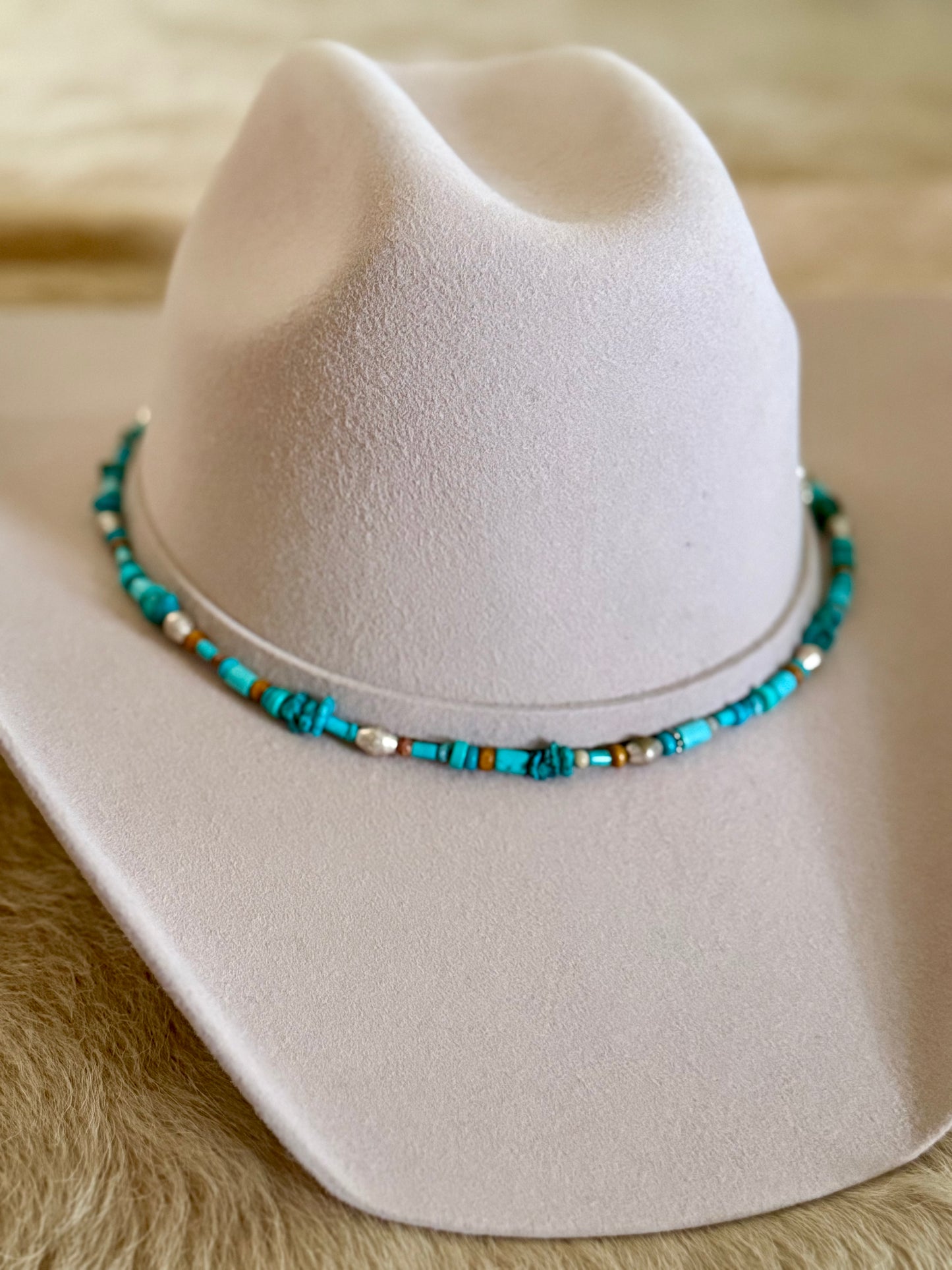 Turquoise/Blue Beaded Hatband