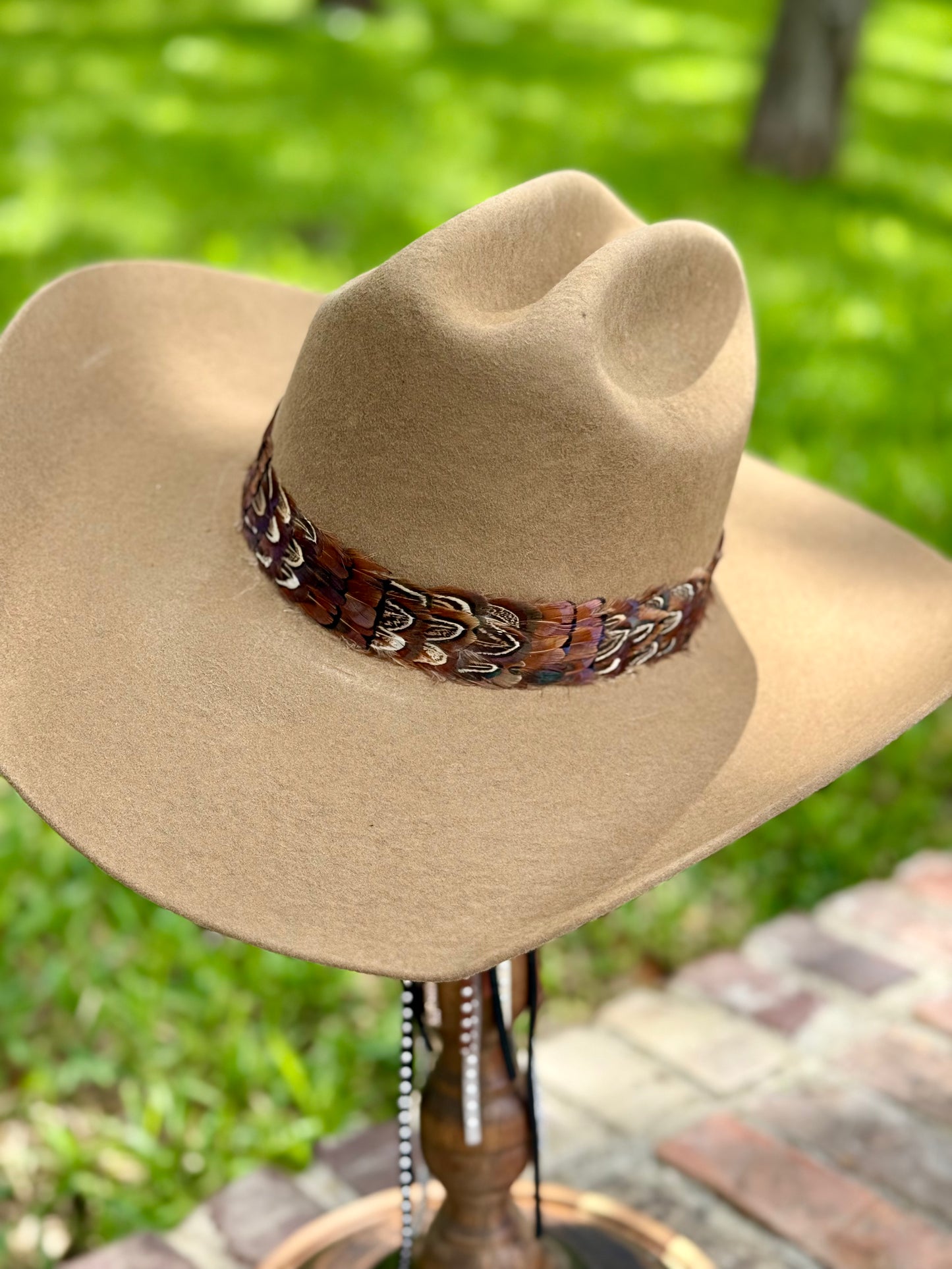Pheasant Feather Hatband (Dark Brown)