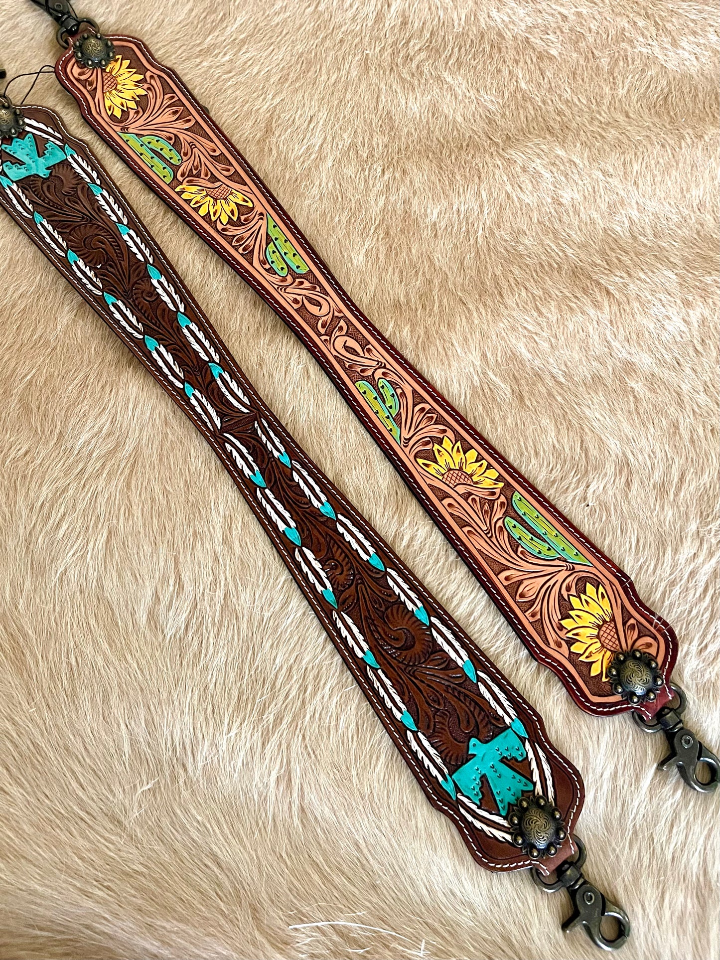 Tooled Leather Purse Straps