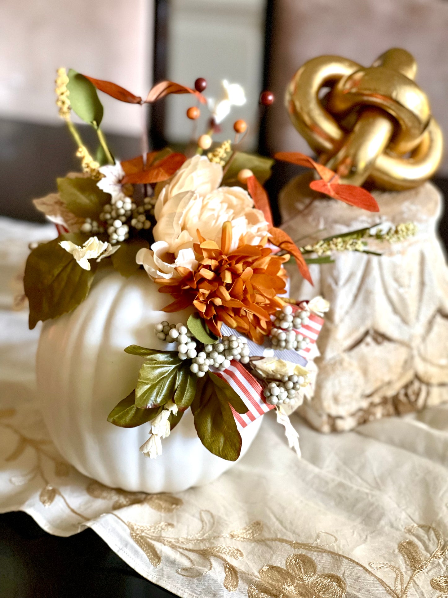 Pumpkins Set - Orange Stripes/Gray Polka Dots