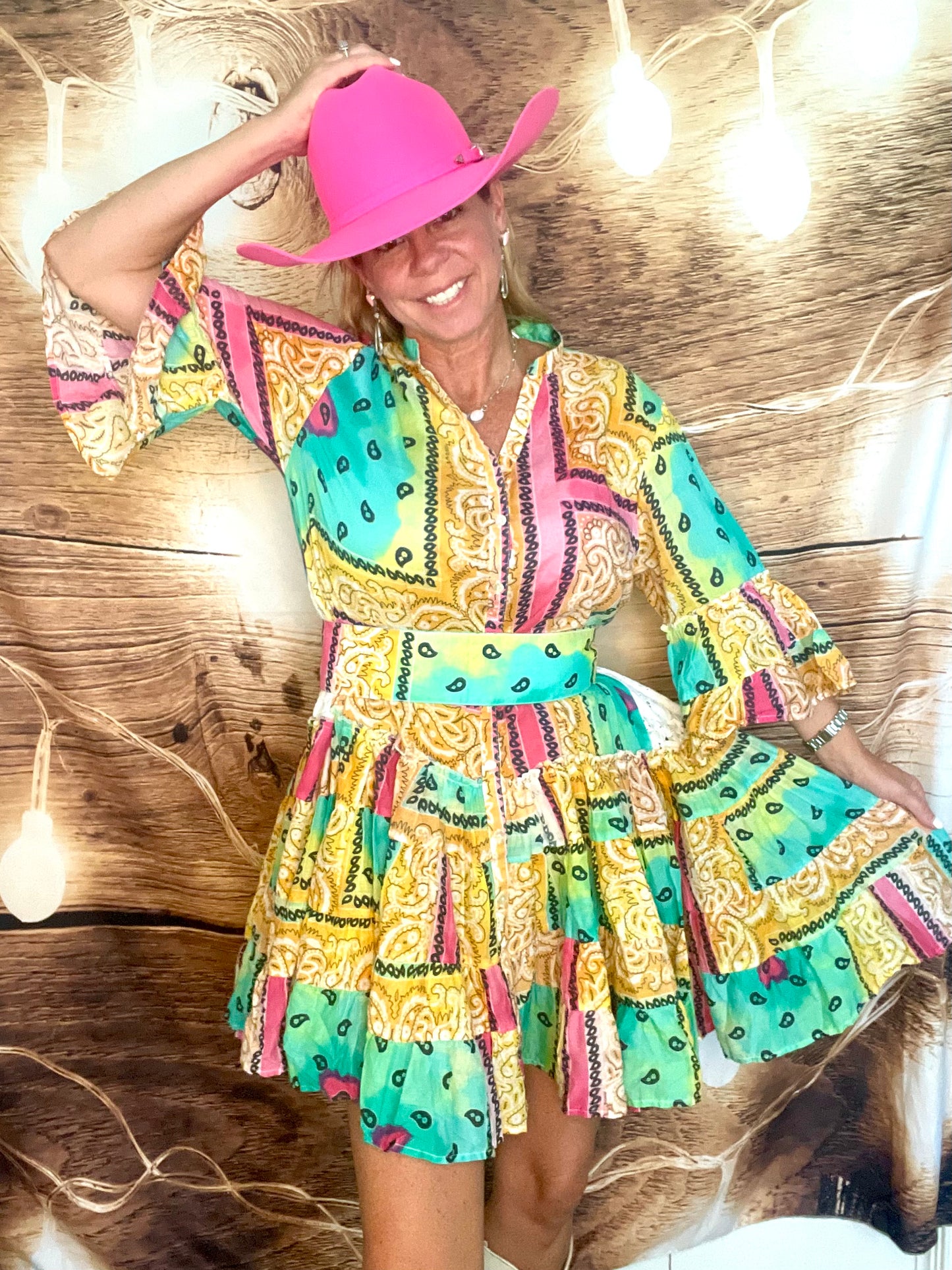 Ruffle Bandana Dress - Multi-Color