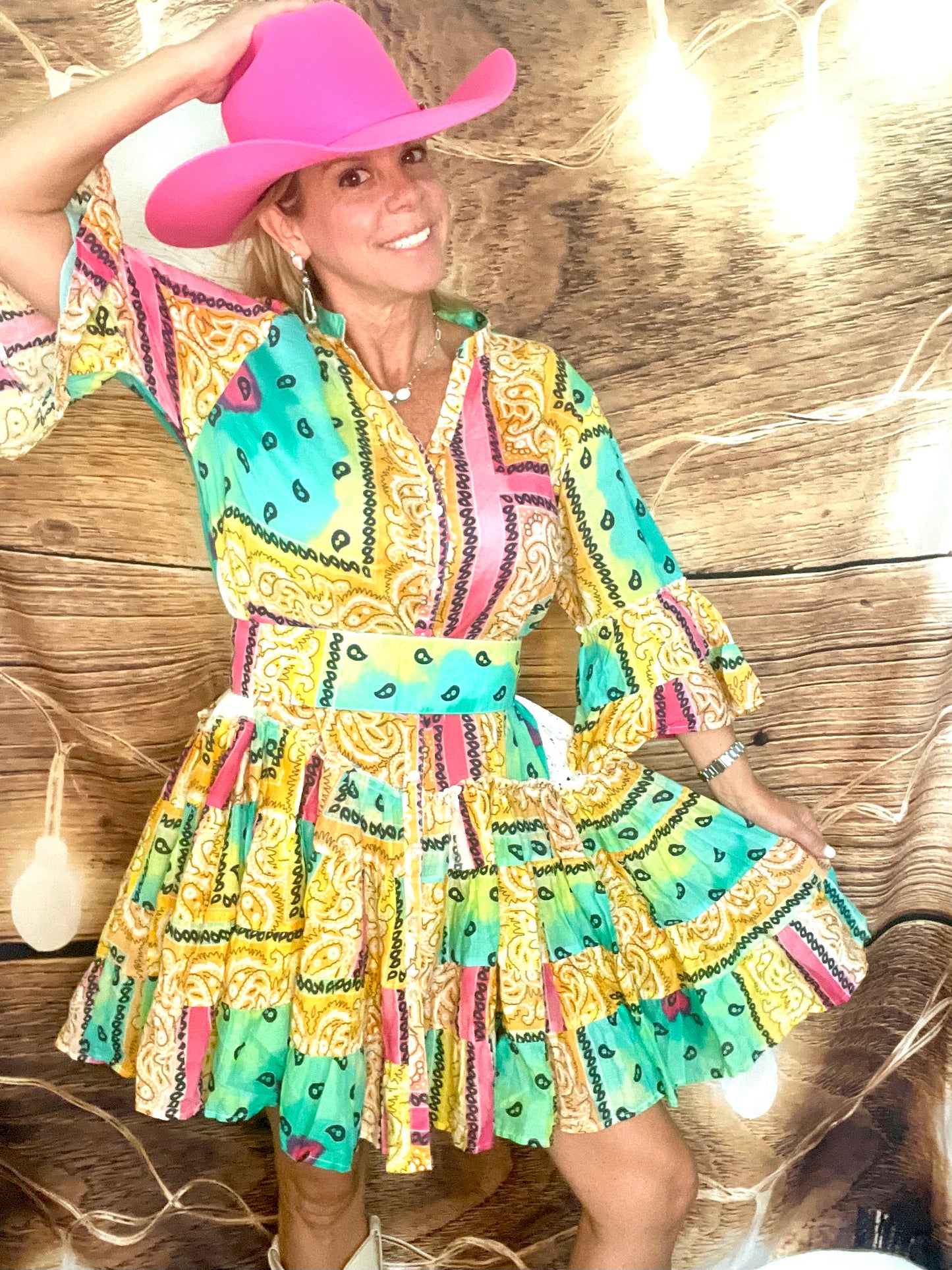Ruffle Bandana Dress - Multi-Color