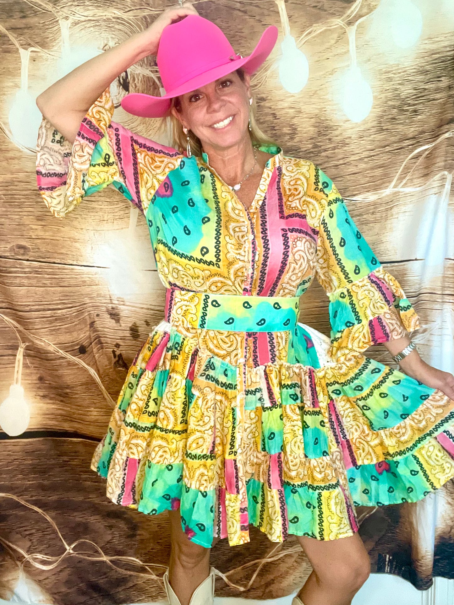 Ruffle Bandana Dress - Multi-Color