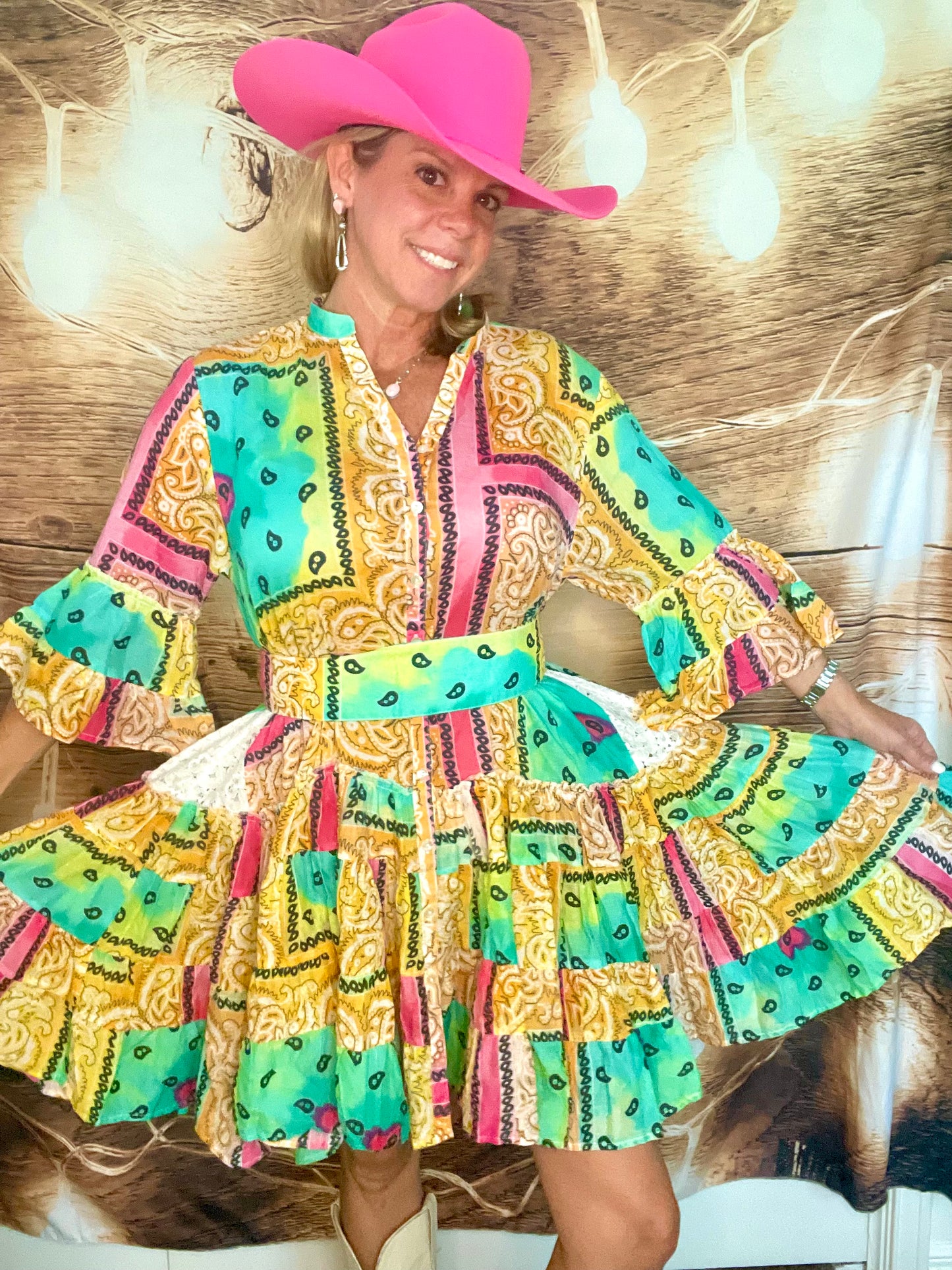 Ruffle Bandana Dress - Multi-Color