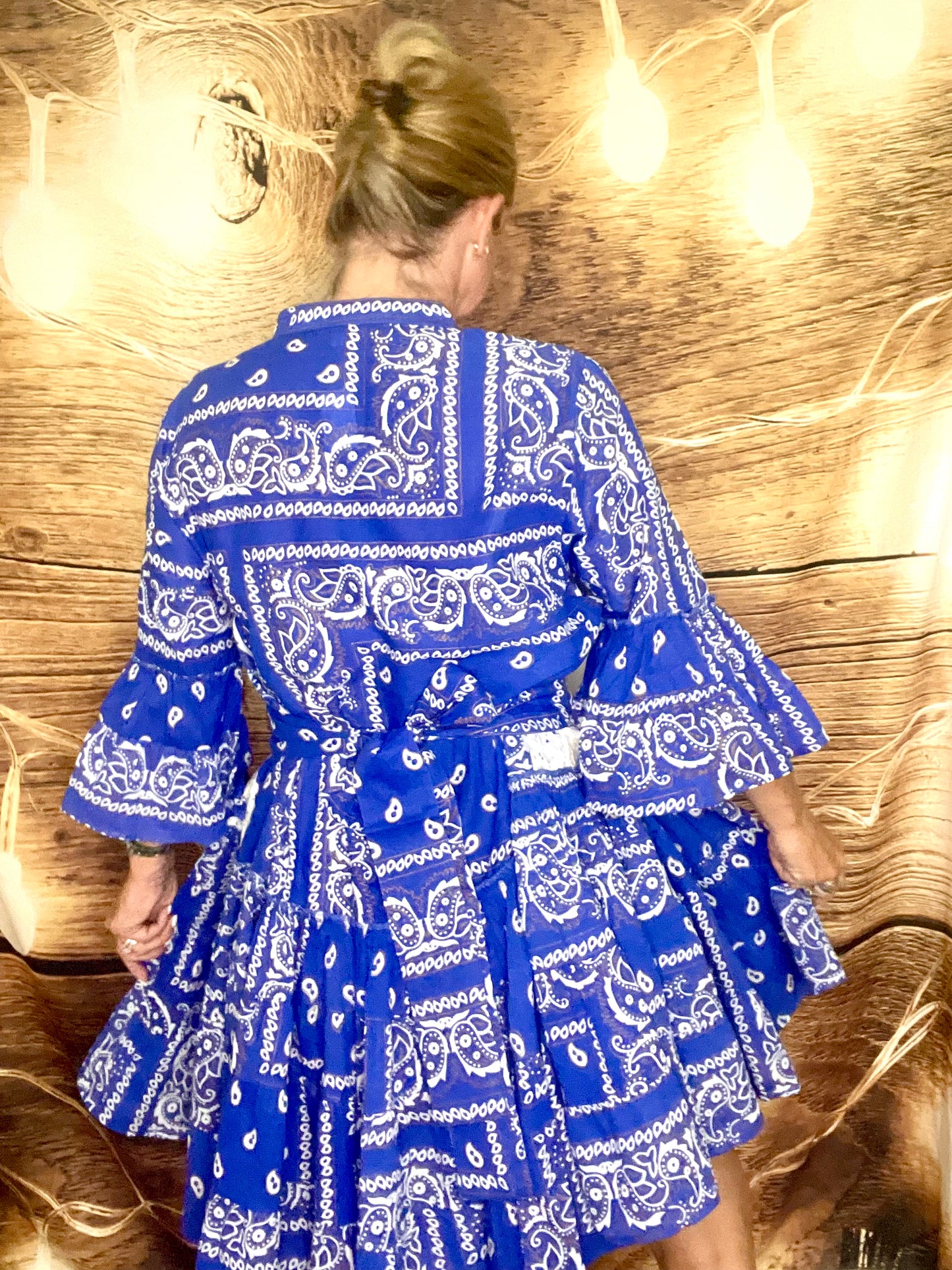 Ruffle Bandana Dress - Royal Blue