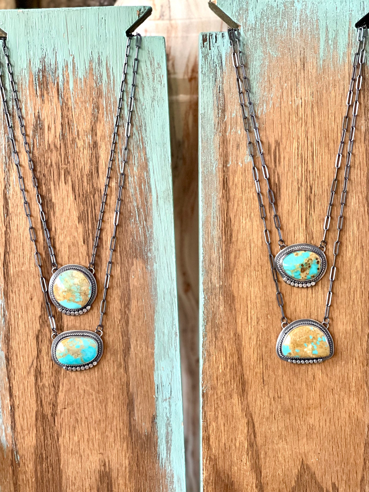 Oval Turquoise w/silver Pinhead Detailing