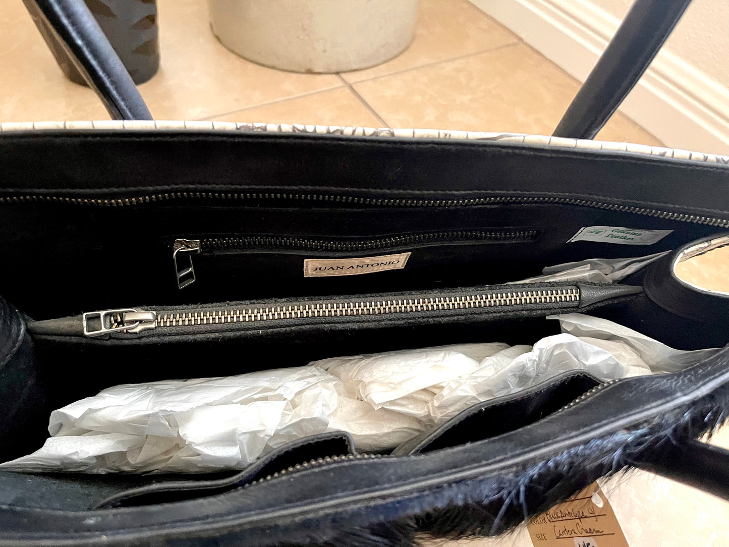 Black Antelope w/Cream Alligator - Classic Structured Bag