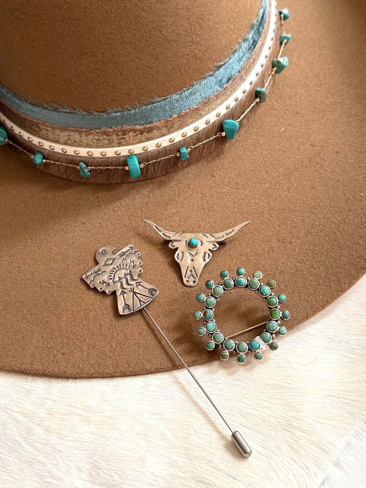 Sterling Silver & Turquoise Hat Pin