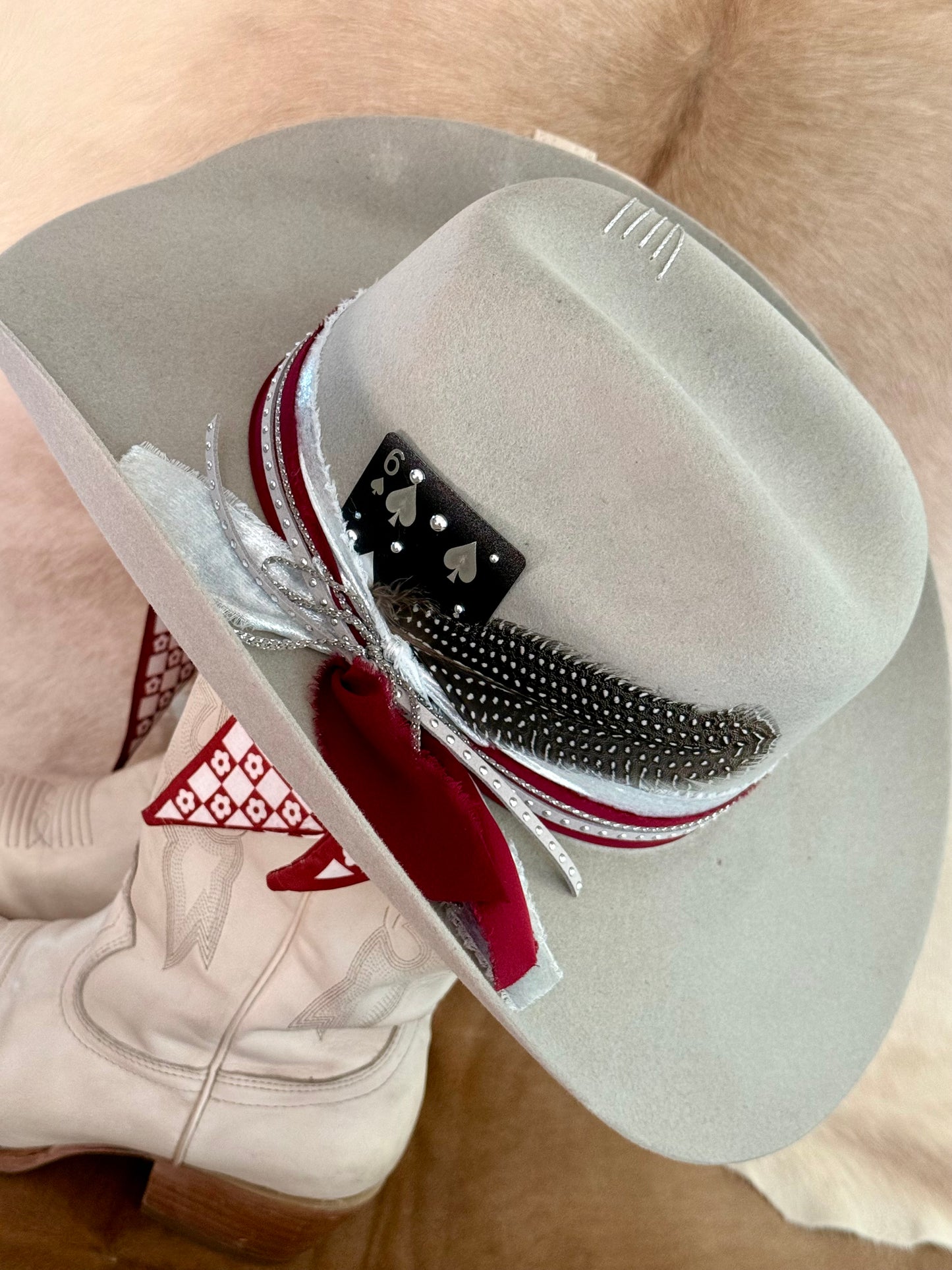 Deep Red/Maroon & White/Silver - Game Day Hat
