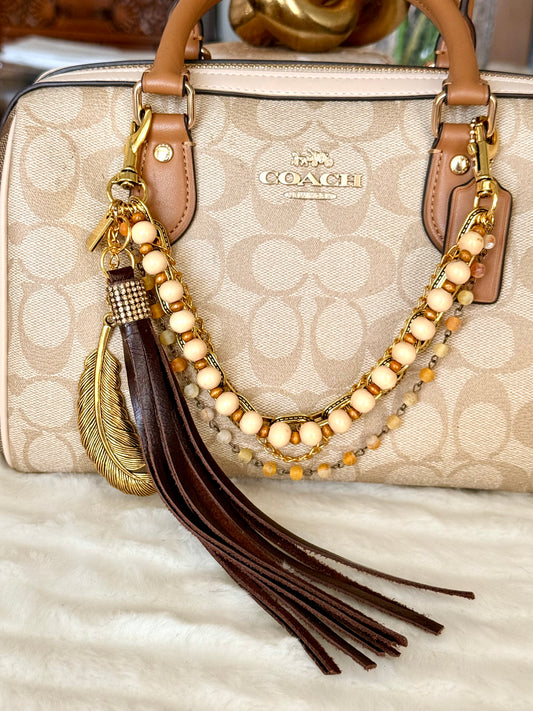 Brown & Gold Tone Purse Charm