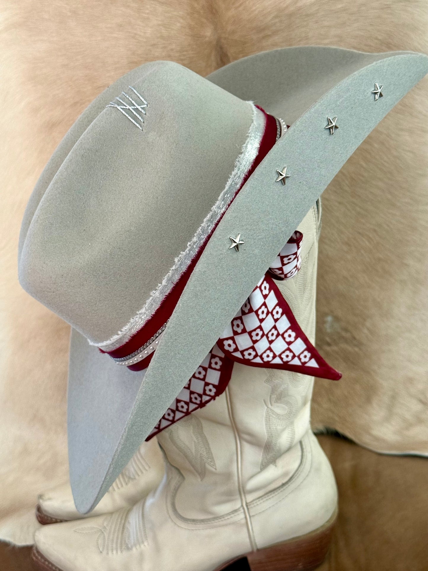 Deep Red/Maroon & White/Silver - Game Day Hat