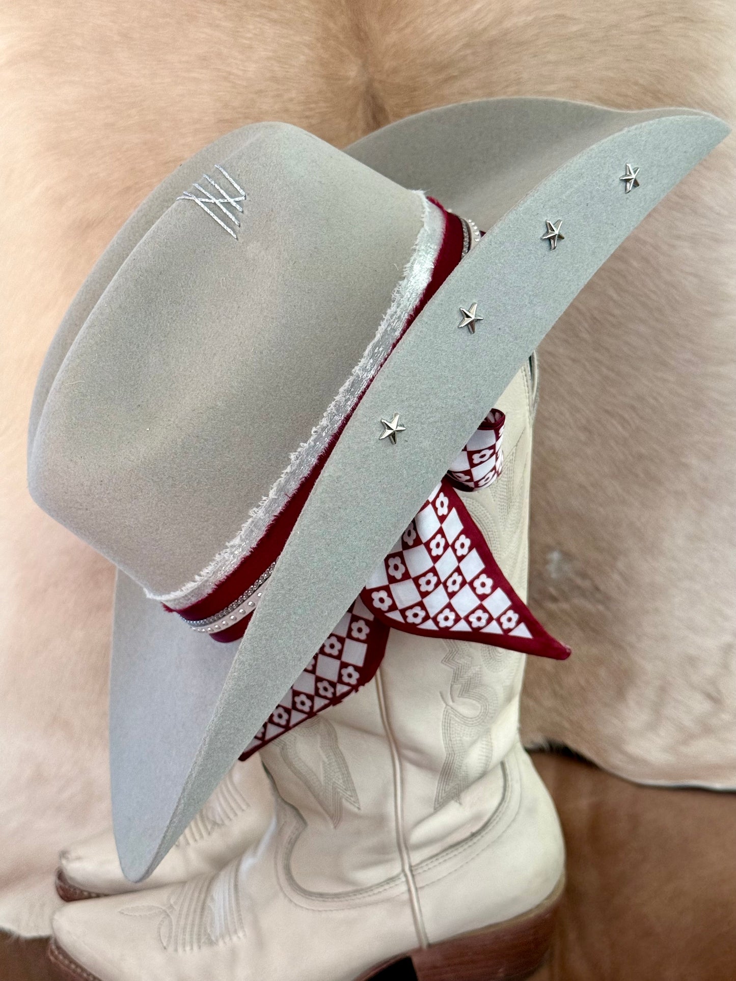 Deep Red/Maroon & White/Silver - Game Day Hat