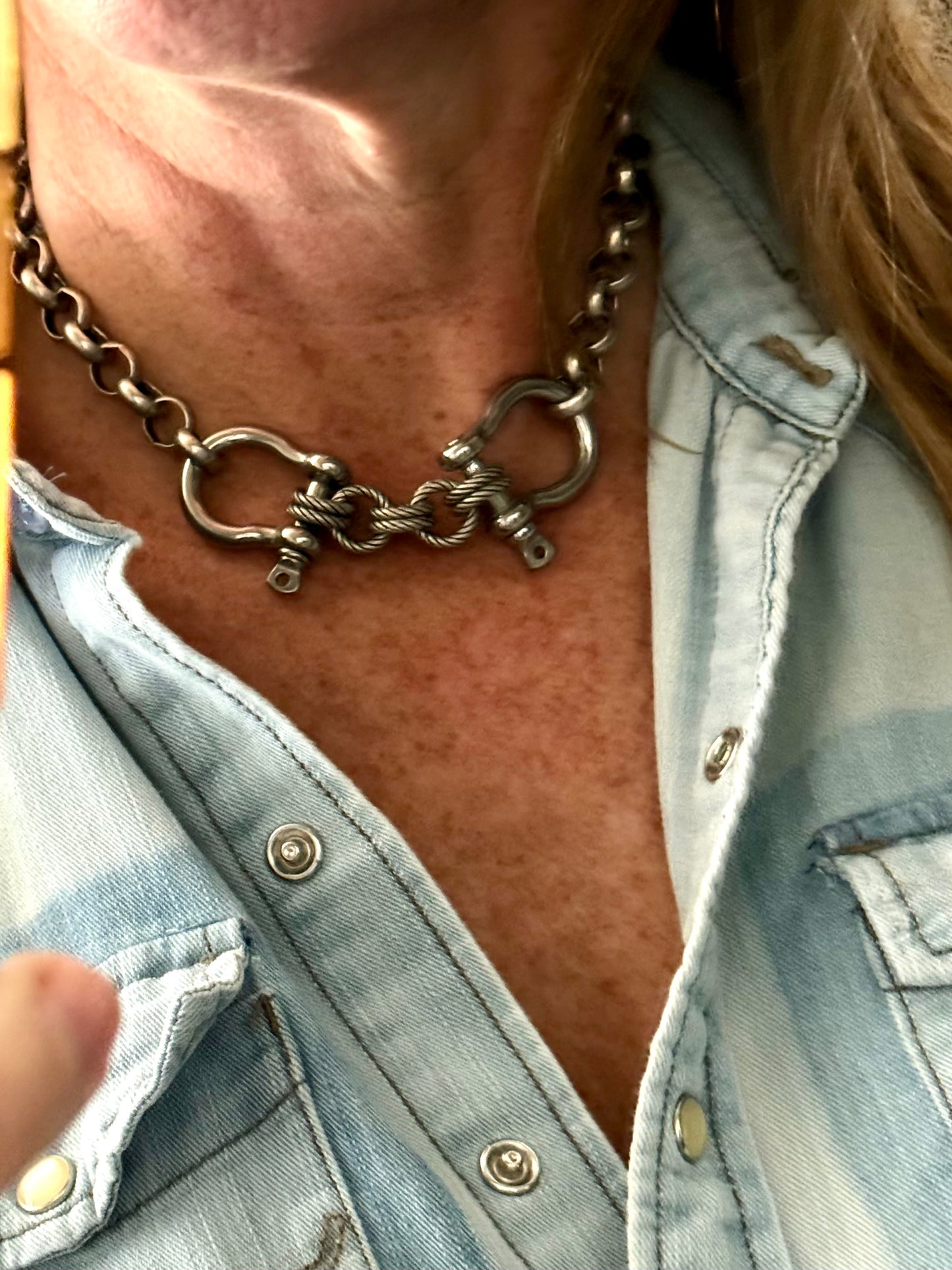 Double Shackle Necklace & Bracelet - Two-Tone