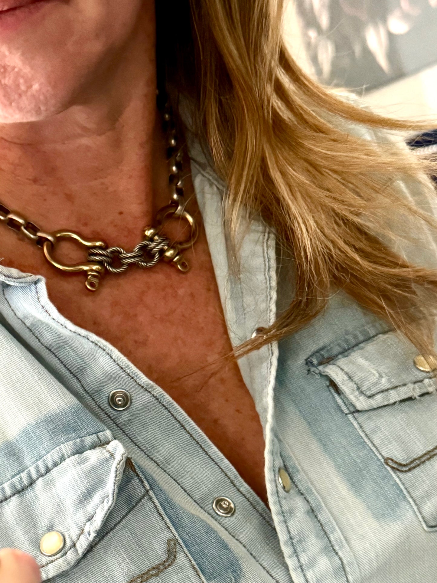 Double Shackle Necklace & Bracelet - Two-Tone