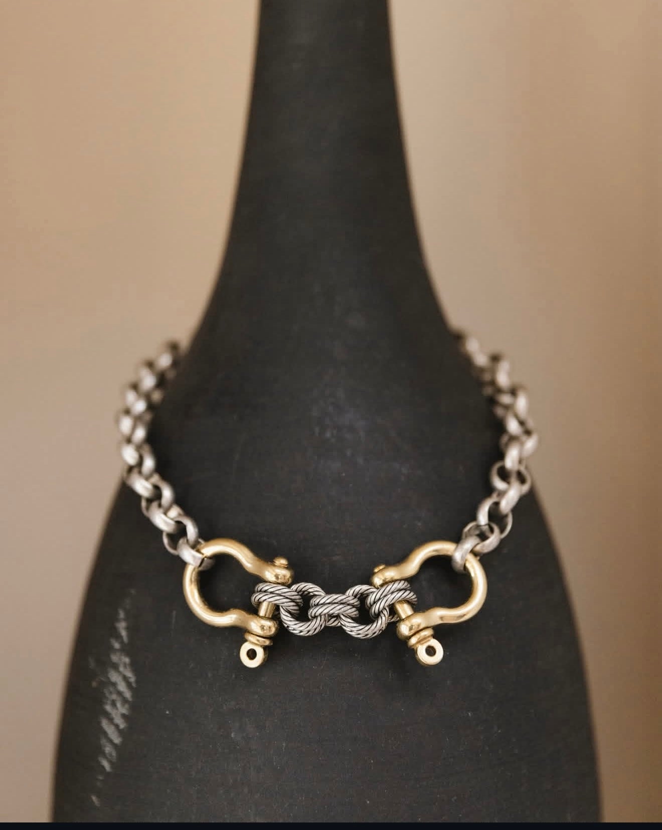 Double Shackle Necklace & Bracelet - Two-Tone