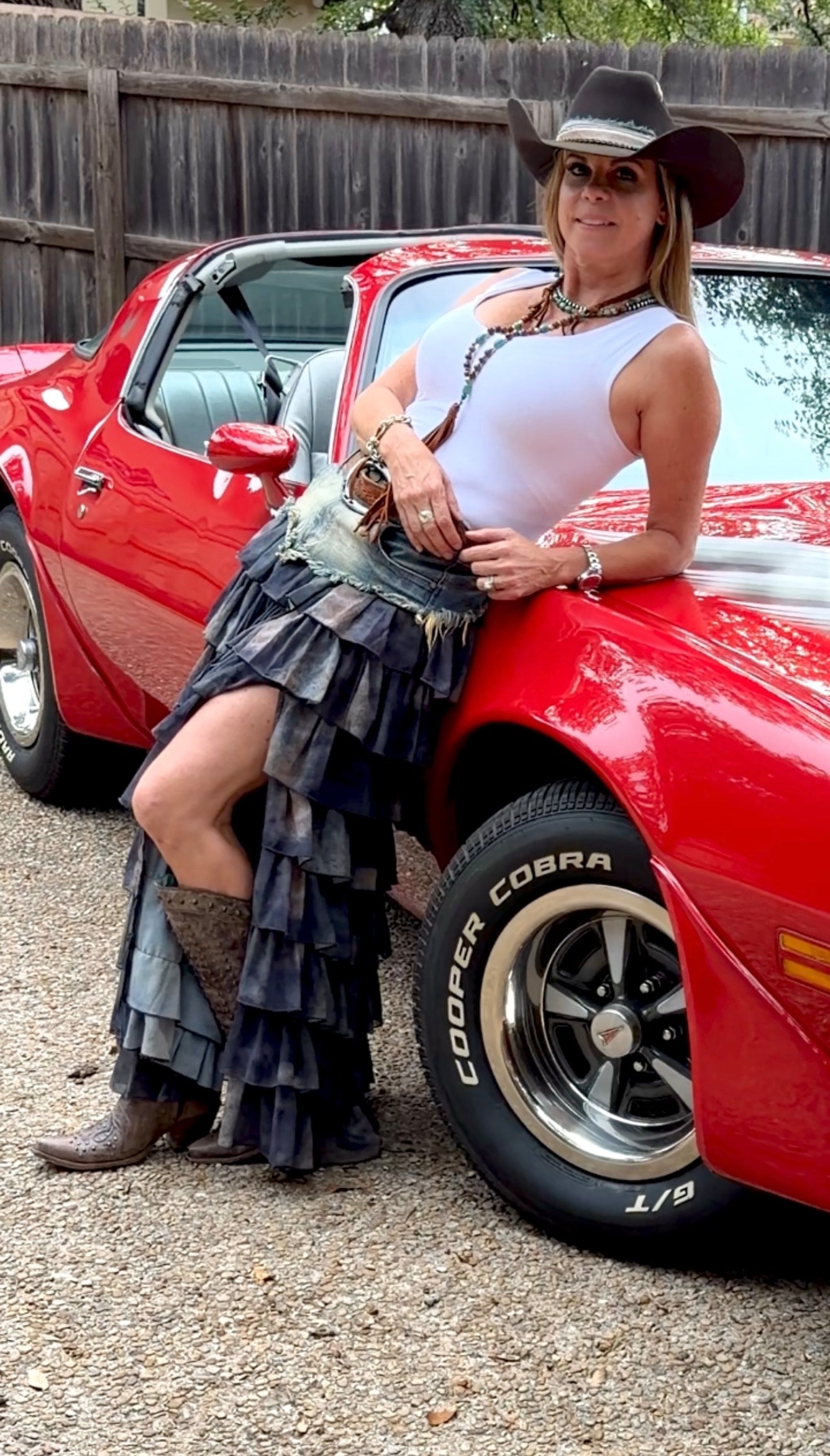 Whiskey Down Tiered Denim Maxi Skirt - Exclusive to Chestnut Cowgirl
