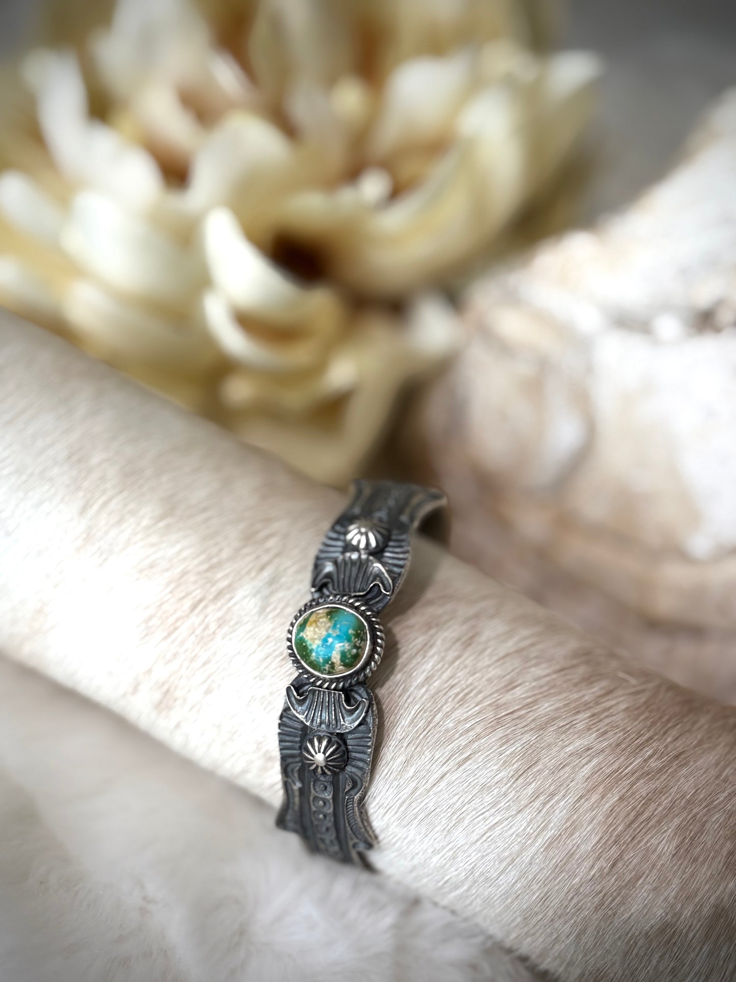 Thick Sterling Silver Bracelets w/Turquoise