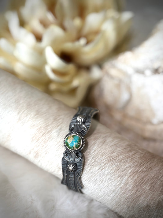 Thick Sterling Silver Bracelets w/Turquoise