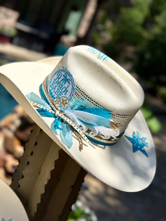 Beach Babe (Ocean)- Truck Stop Cowgirl Straw Hat