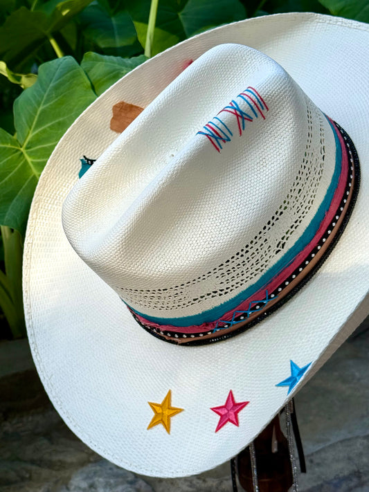 Custom San Antonio Spurs Straw Cowboy Hat | NBA Finals Fan Gear | Western Retro II
