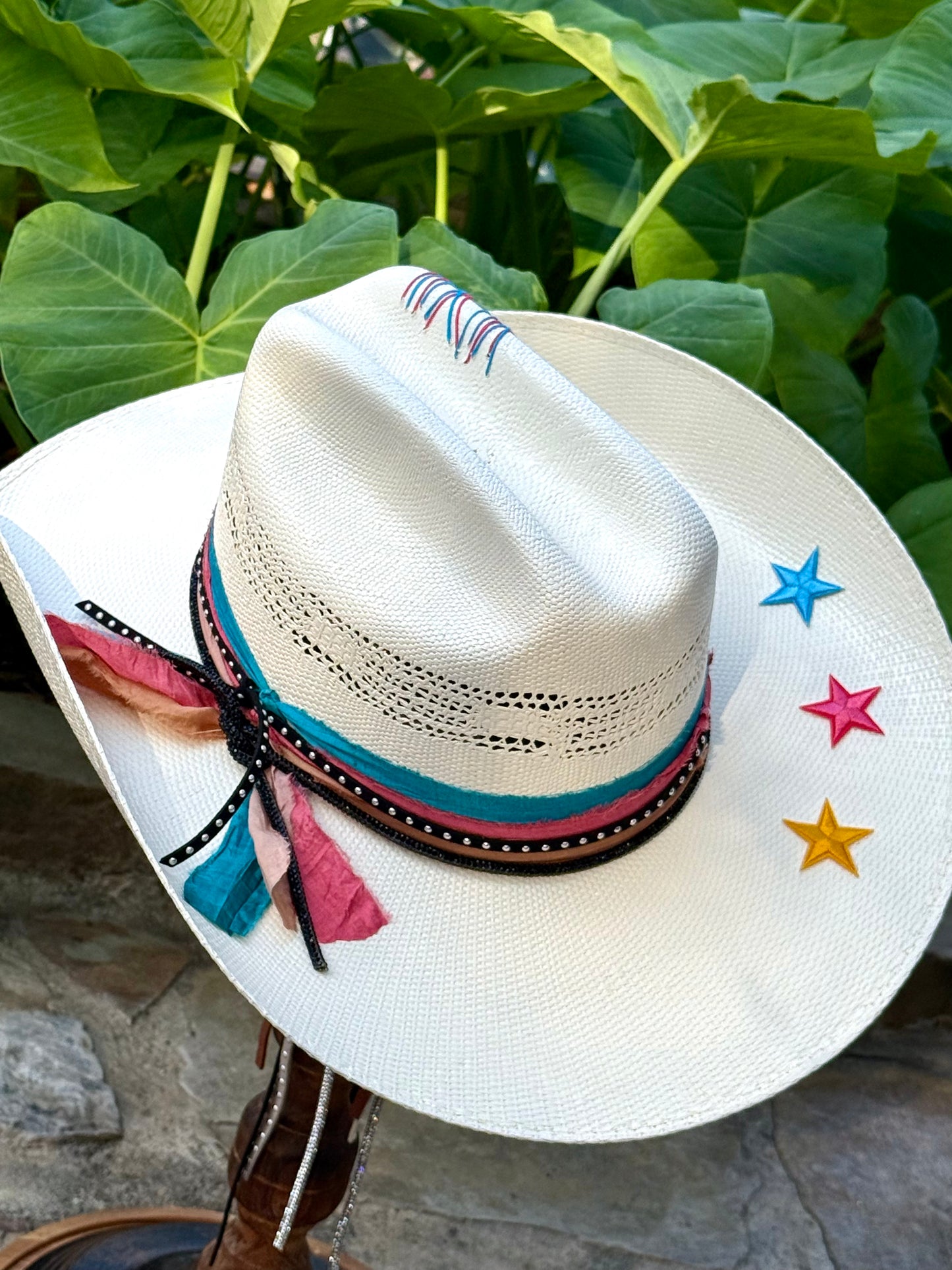 Custom San Antonio Spurs Straw Cowboy Hat | NBA Finals Fan Gear | Western Retro II