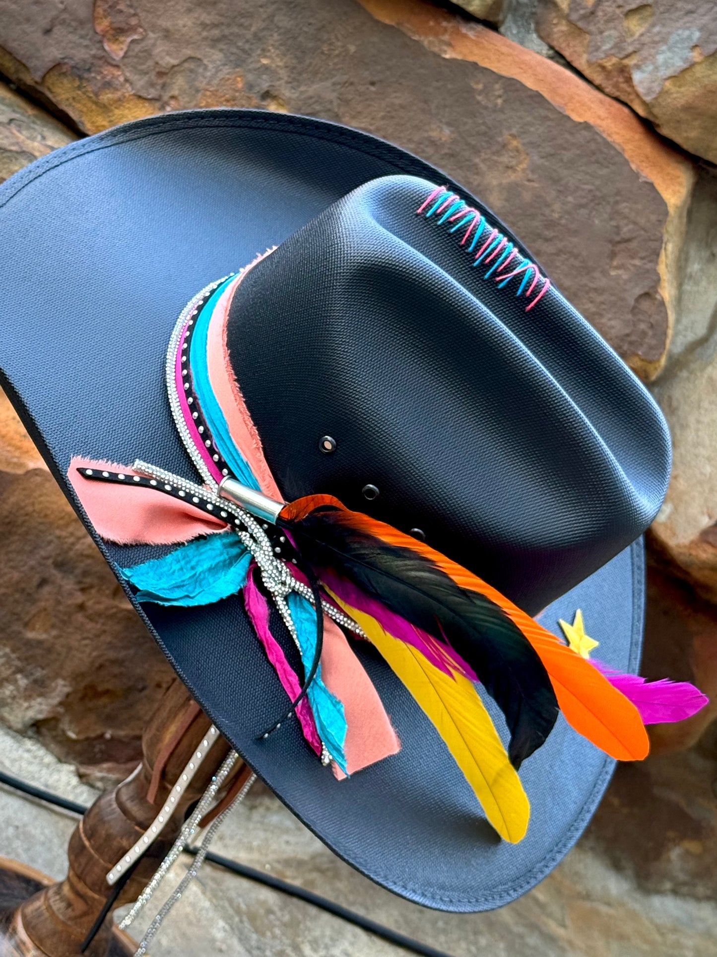 Spurs Retro I - Black Straw Hat
