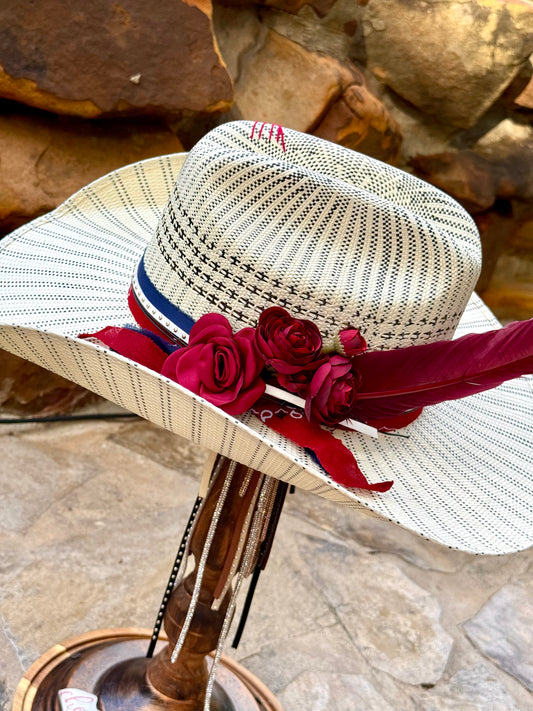 The Patriot Rose- Truck Stop Cowgirl Straw Hat