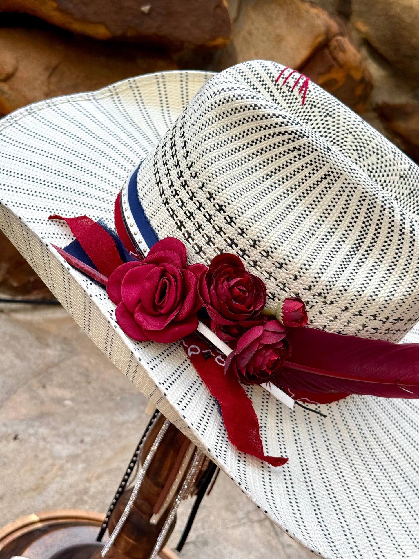 The Patriot Rose- Truck Stop Cowgirl Straw Hat