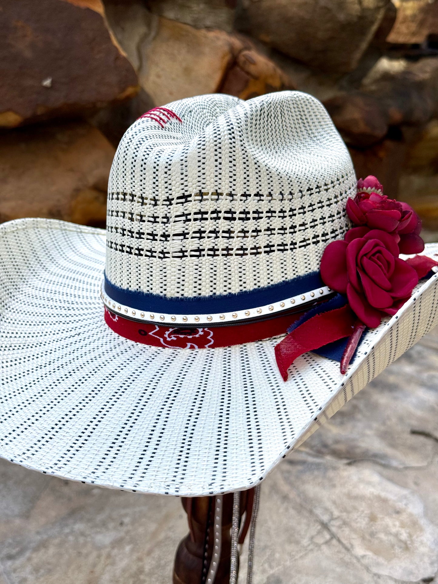 The Patriot Rose- Truck Stop Cowgirl Straw Hat