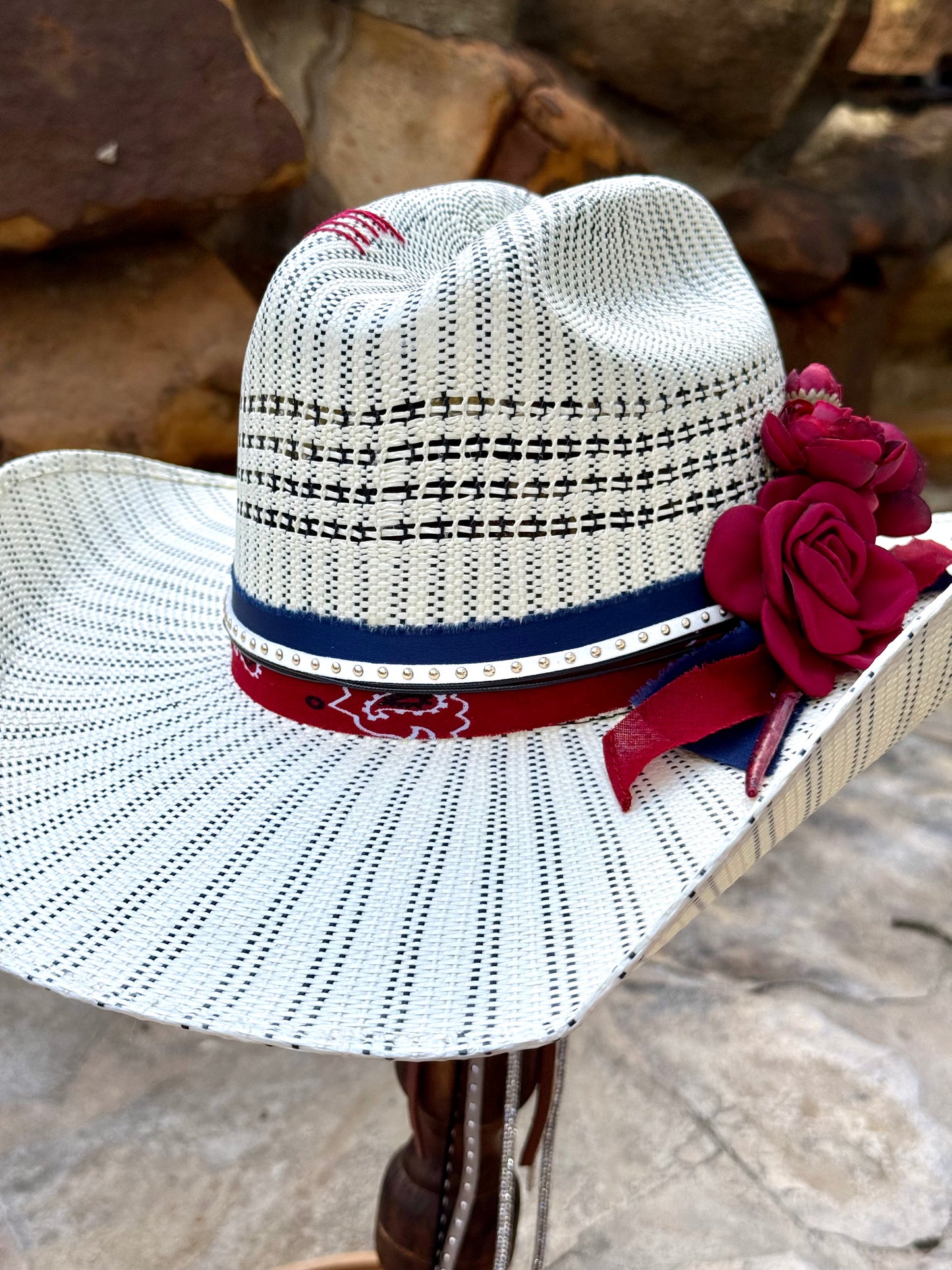 The Patriot Rose- Truck Stop Cowgirl Straw Hat