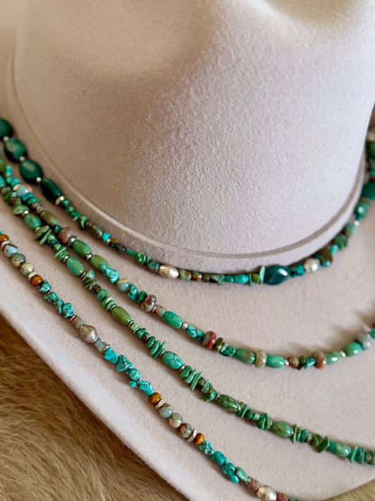 Turquoise/Green Beaded Hatband