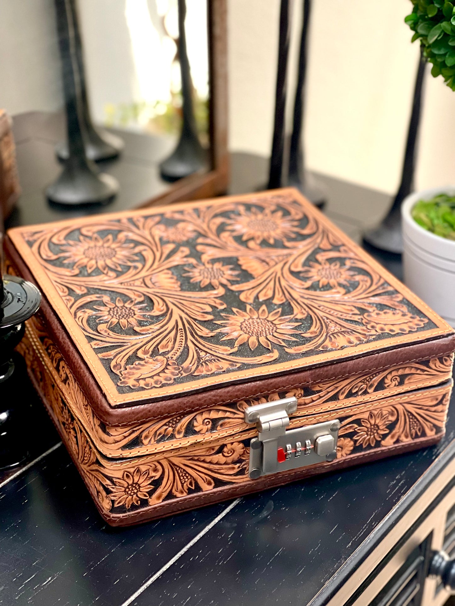 Tooled Leather Jewelry Box