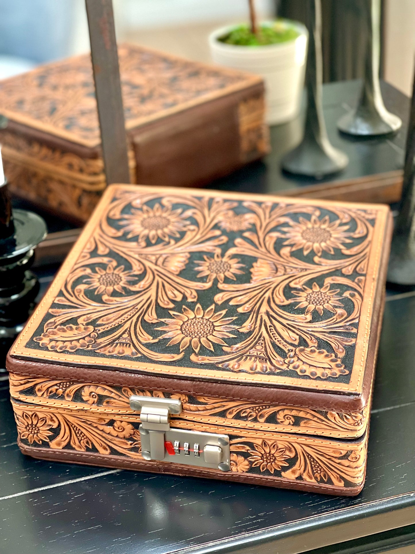 Tooled Leather Jewelry Box