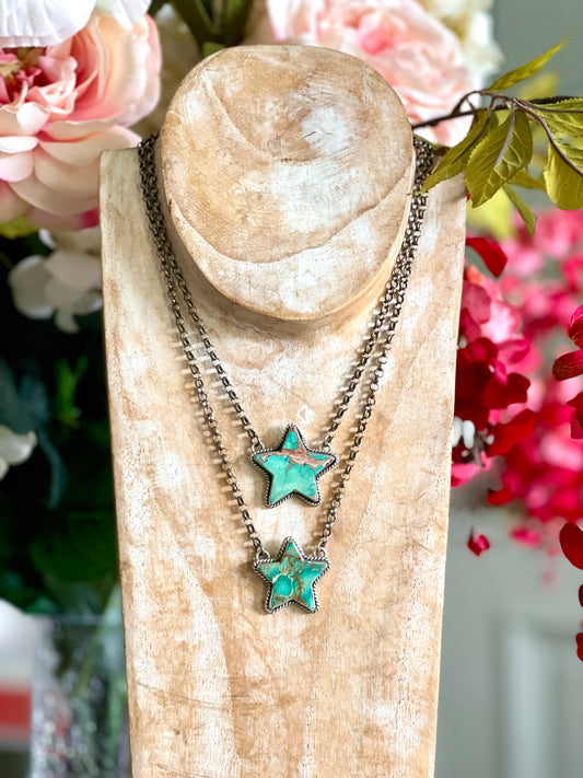 STAR Turquoise Pendant w/Silver Chain