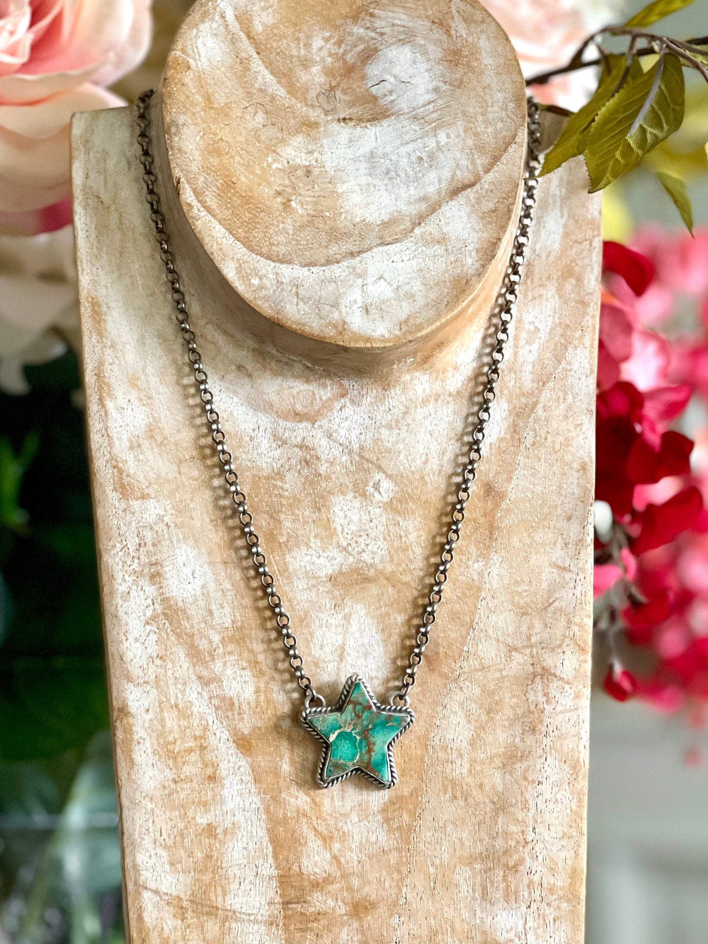 STAR Turquoise Pendant w/Silver Chain