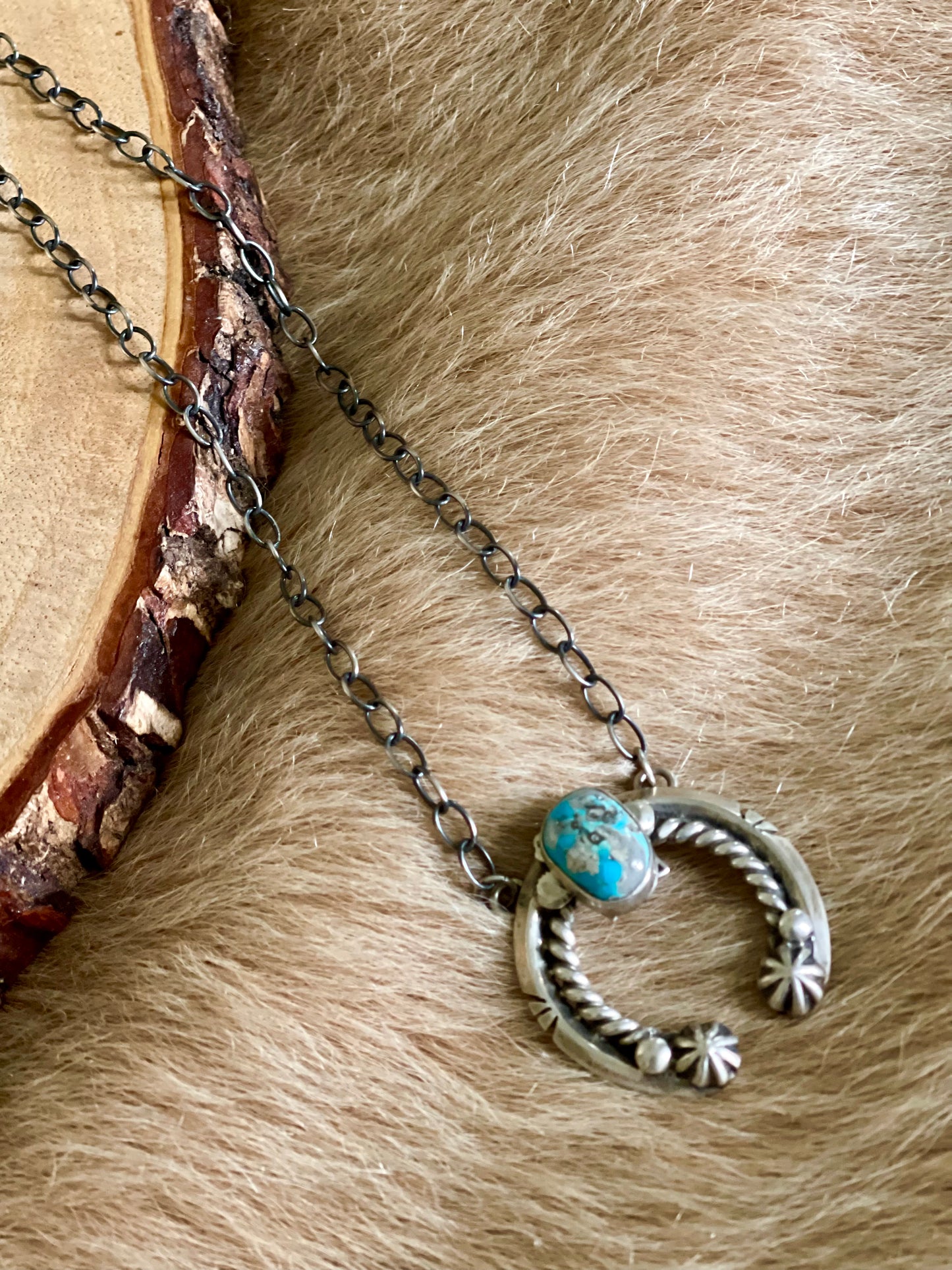 Silver Naja Necklace with Turquoise Inlay