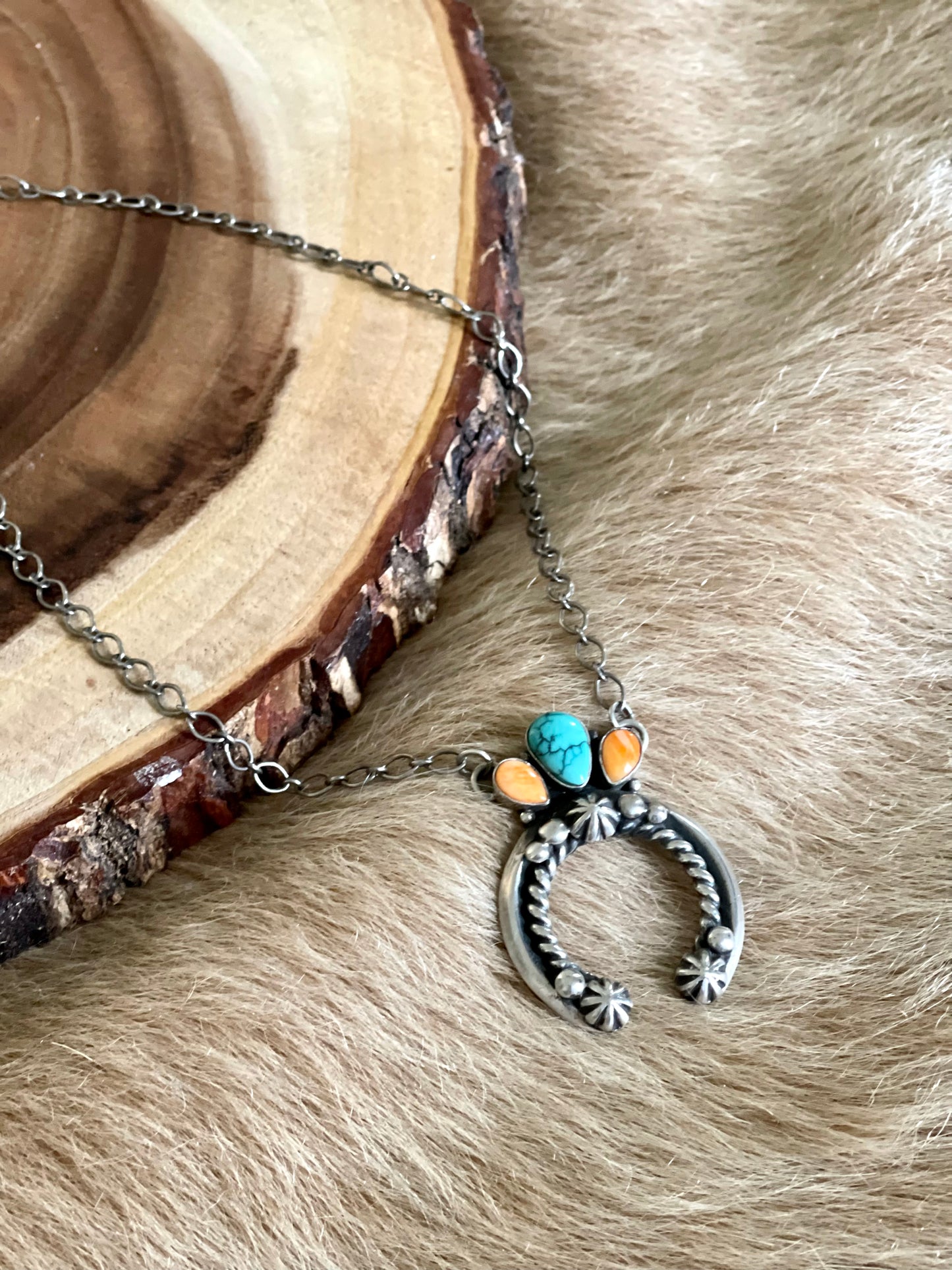 Silver Naja Necklace with Turquoise Inlay