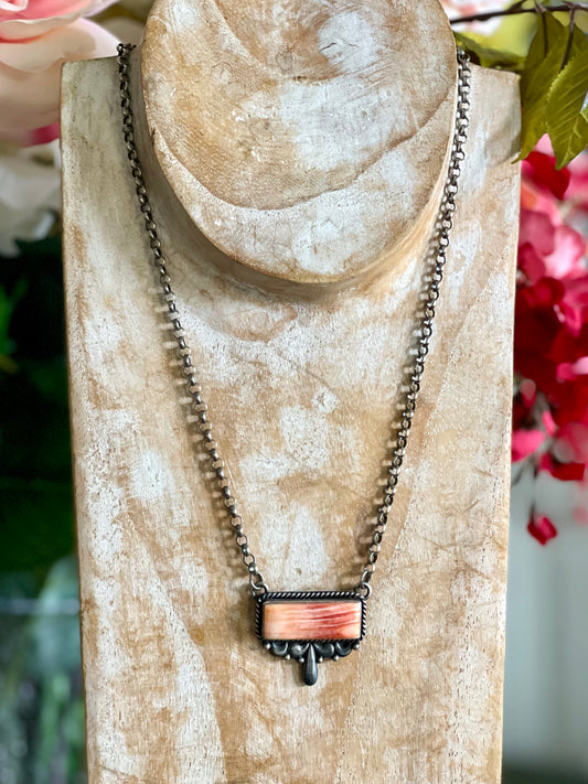 Orange Bar Set in Sterling Silver - Necklace